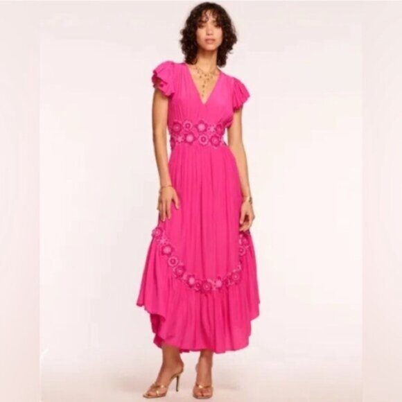 NWT Ramy Brook Lenna Pink Embellished Short Sleeve Maxi Dress - Picture 16 of 16